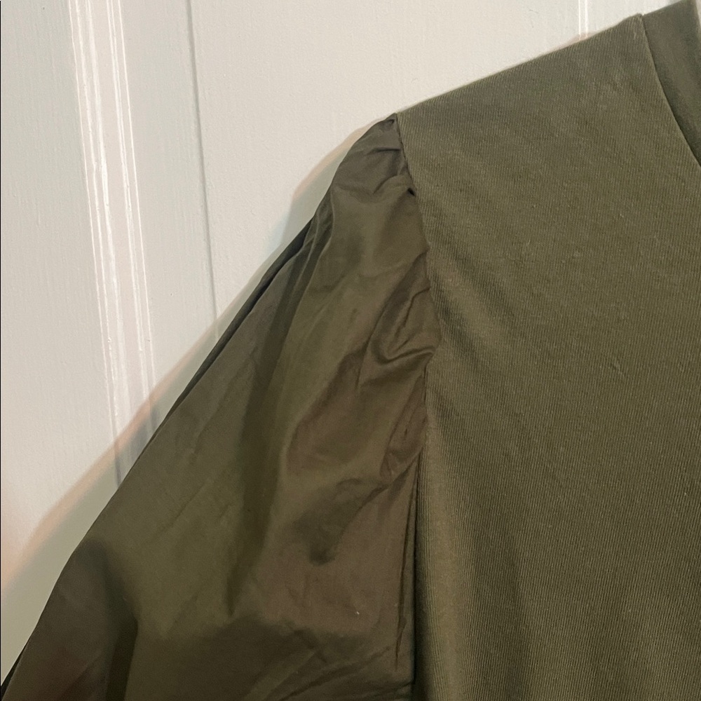 NWT GAP Dark Green Puff Sleeve Blouse Size L - Picture 4 of 6